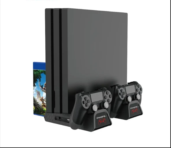 Ps4 Fanlı Şarj Standı - Soğutma ve Oyun Diski Düzeni Slim/Pro Uyumlu - 1
