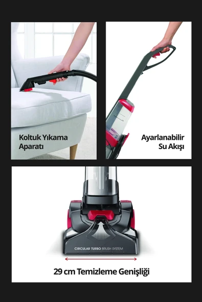 Kiwi KCC-4371 PRO Koltuk Temizleme Başlıklı Dikey Süpürge Halı ve Koltuk Yıkama Leke Çıkartma Makinesi - 7