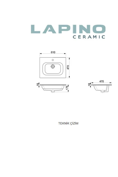 Esvit Esvit Lapino Piano 60 Cm Lavabo - Resim 2