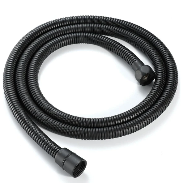 Siyah Paslanmaz Örgülü Duş Bağlantı Hortumu 150 cm Dayanıklı Esnek Banyo Aksesuarı Bağlantı Fıskiye - Resim 4