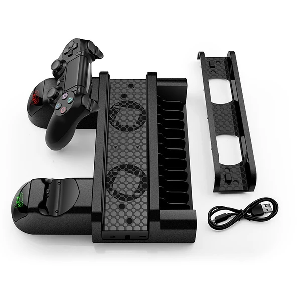 Ps4 Fanlı Şarj Standı - Soğutma ve Oyun Diski Düzeni Slim/Pro Uyumlu - 2