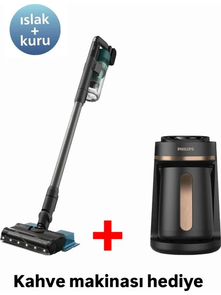 Philips XC6557/01 Cordless Vc Aqua Dikey Şarjlı Süpürge + Philips Series 5000 HDA150/60 Bakır Türk Kahve Makinesi Hediyeli