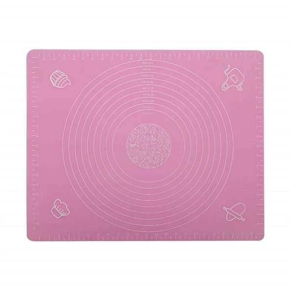 Silikon Ölçülü Hamur Açma Matı Pembe