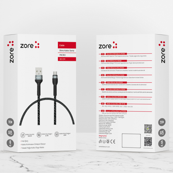 Shira Serisi Micro 2.4A 12W 480Mbps Usb Kablo 30 cm - 5