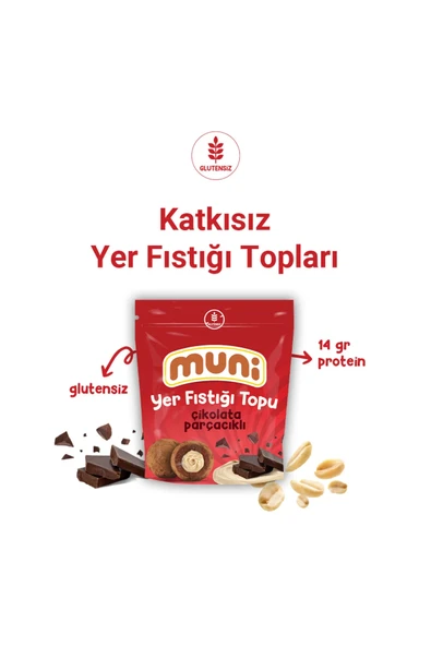 muni Glutensiz Çikolata Parçacıklı Yer Fıstığı Topu - 4