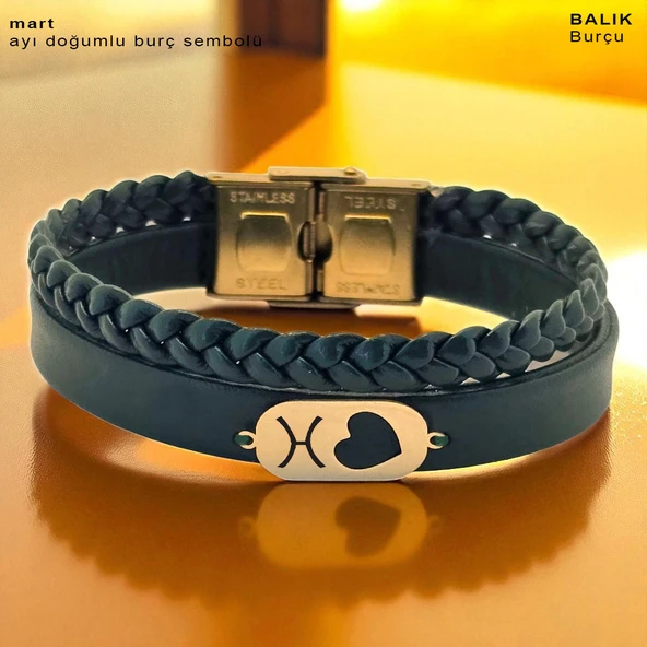 14 Ayar Altın Plakalı Doğum Ayına Özel Kalp Detaylı Oval Motifli Koyu Yeşil Derili Hediye Bileklik-560 ürün görseli