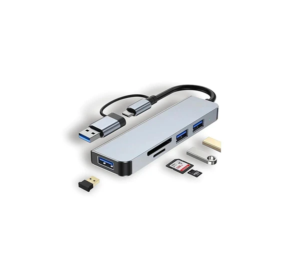 7in1 Type-C Çok Fonksiyonlu HDMI Girişli USB Çoğaltıcı TYPE-C Çoğaltıcı