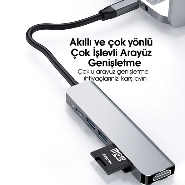 7in1 Type-C Çok Fonksiyonlu HDMI Girişli USB Çoğaltıcı TYPE-C Çoğaltıcı - 3