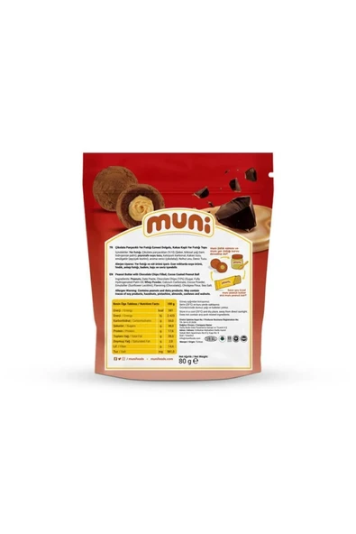muni Glutensiz Çikolata Parçacıklı Yer Fıstığı Topu 2'li - 6