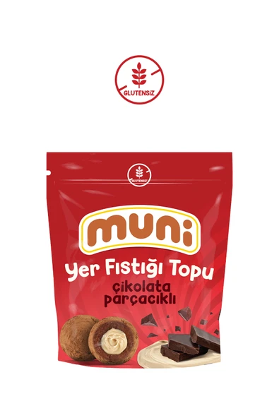 muni Glutensiz Çikolata Parçacıklı Yer Fıstığı Topu