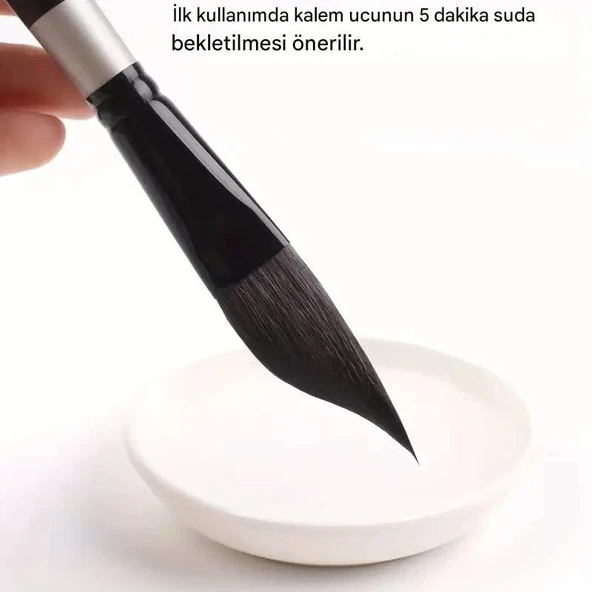 Resim sulu boya eğimli fırça seti, seramik, tezhip, minyatür, çiçek boyama 4 Adet-Set - Resim 6