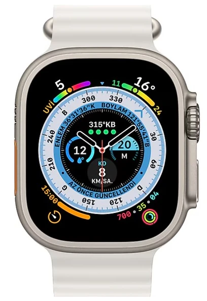 Apple Watch Ultra GPS + Cellular 49mm Titanyum Kasa ve Beyaz-Ocean Kordon Akıllı Saat - 2