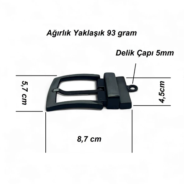 Kemer Tokası 4,5 cm Döner Kafa 1 Adet Siyah Silme (Leathercraft, Deri Hobi) - 4