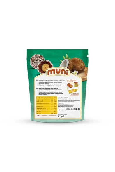 muni Glutensiz, Katkısız Hindistan Cevizli Yer Fıstığı Topu 3'lü - 5