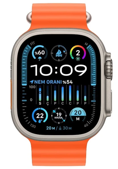Apple Watch Ultra 2 GPS + Cellular 49mm Natürel Titanyum Kasa ve Turuncu-Ocean Kordon Akıllı Saat - 2