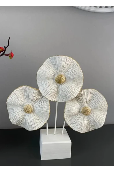 FREFLY STORE Beyaz Çiçek Dekoratif Salon Süsü Biblosu - 1