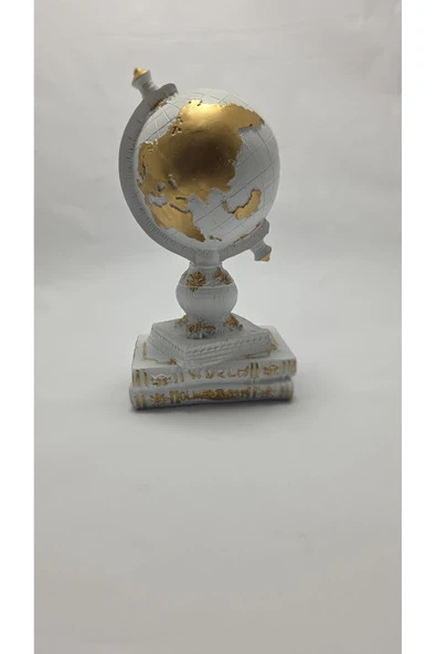 FREFLY STORE Kitaplı Dünya Dekoratif Küre Atlas Heykeli Beyaz Biblo - 3