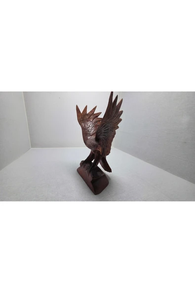 FREFLY STORE Doğal Ahşap Kartal Heykeli El Yapımı Şahin Atmaca Yırtıcı Kuş Figürü Dekoratif - 2
