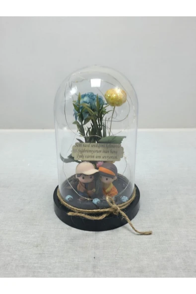 mykhediyevesanatatölyesi sevdiğinize en güzel hediye cam ışıklı fanusta mavi gül - Resim 4