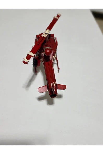 FREFLY STORE Nostaljik Kırmızı Beyaz Metal Helikopter Maketi - 1