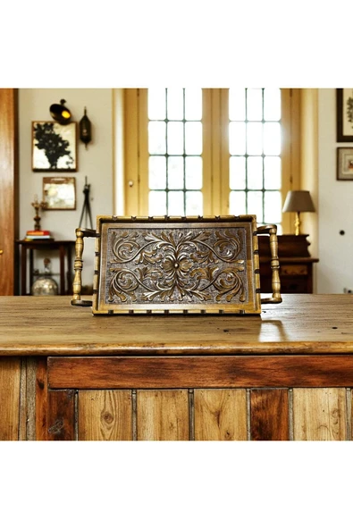 FREFLY STORE ÖZEL EL EMEĞİ GÖZ NURU ÇEVİZ AĞACINDAN ÇAY TEPSİSİ ürün görseli 1