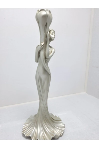 FREFLY STORE GÜMÜŞ Polyester Kadın Figürlü Şamdan - Resim 2