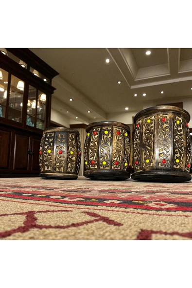 FREFLY OTANTİK Dekoratif Osmanlı Hakiki ceviz eskitmeli 3 lü Fıcı kumbara ürün görseli 1