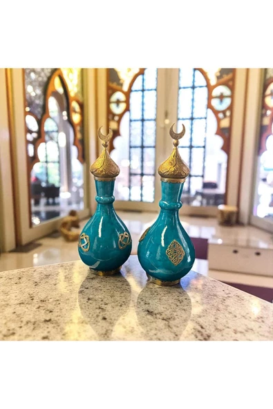 FREFLY Bakır hilal kapaklı ile el Emeği 53cm Turkuaz Büyük Boy Üzerindeki özel işlemeli bakır - Resim 4