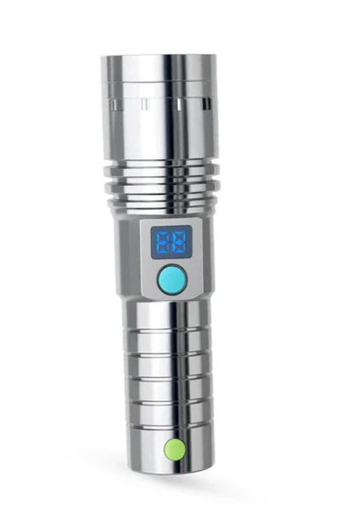 Hepu HP-M07 Profesyonel LED El Feneri  Dijital 1 Km Göstergeli Zoom Odaklı USB Giriş/Çıkışlı Powerbank Özellikli - 3