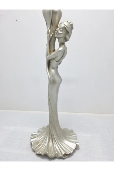 FREFLY STORE GÜMÜŞ Polyester Kadın Figürlü Şamdan - Resim 3
