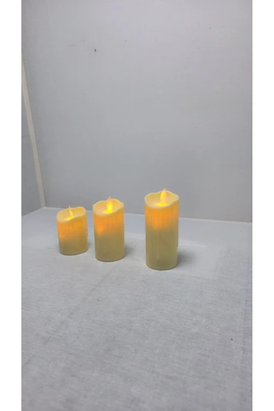 FREFLY STORE Alevli Led Mum Hareketli Alev Görünümlü Dekoratif Mum - 9cm - 3