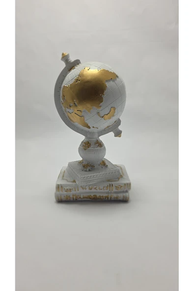 FREFLY STORE Kitaplı Dünya Dekoratif Küre Atlas Heykeli Beyaz Biblo - 6