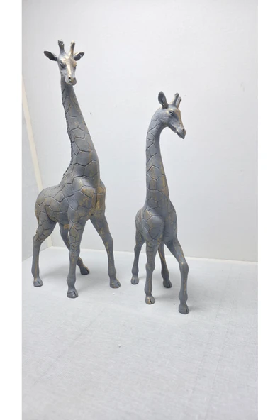 FREFLY DEN Boy 45 cm En 20 cm Dekoratif Aksesuar 2 Li Polyester Zürafa Gri - Resim 4