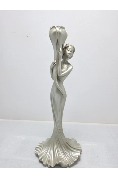 FREFLY STORE GÜMÜŞ Polyester Kadın Figürlü Şamdan ürün görseli 1