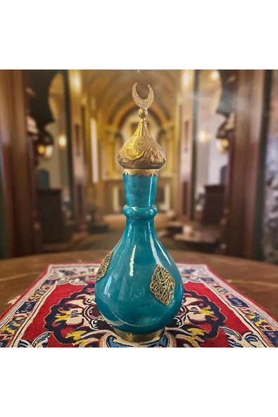 FREFLY Bakır hilal kapaklı ile el Emeği 53cm Turkuaz Büyük Boy Üzerindeki özel işlemeli bakır - Resim 2
