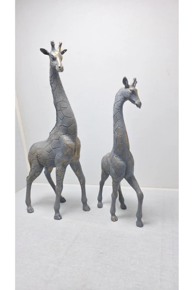 FREFLY DEN Boy 45 cm En 20 cm Dekoratif Aksesuar 2 Li Polyester Zürafa Gri - Resim 3