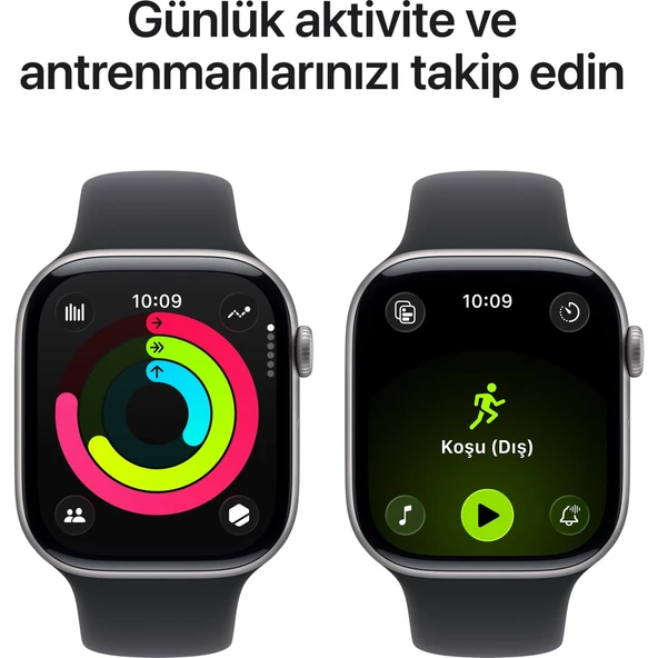 Apple Watch Series 11 Gps, 46 mm uzay grisi Alüminyum kasa ve Siyah Spor kordon - m/l - 4