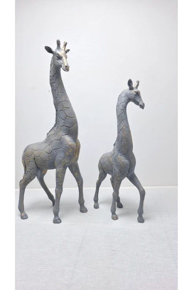 FREFLY DEN Boy 45 cm En 20 cm Dekoratif Aksesuar 2 Li Polyester Zürafa Gri - Resim 2