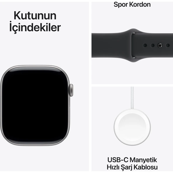 Apple Watch Series 11 Gps, 46 mm uzay grisi Alüminyum kasa ve Siyah Spor kordon - m/l - 8