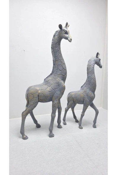 FREFLY DEN Boy 45 cm En 20 cm Dekoratif Aksesuar 2 Li Polyester Zürafa Gri - Resim 5