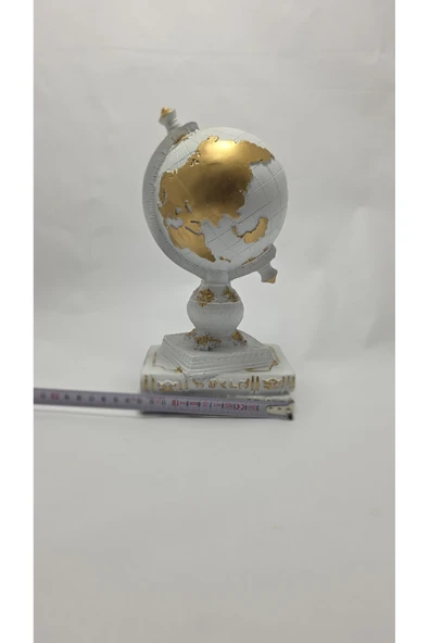 FREFLY STORE Kitaplı Dünya Dekoratif Küre Atlas Heykeli Beyaz Biblo - 5