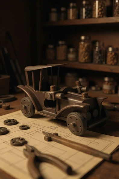 FREFLY El Yapımı Doğal Ahşap Dekoratif Araba Antika Tarzı Nostaljik Koleksiyonluk Özel Üretim - Resim 3