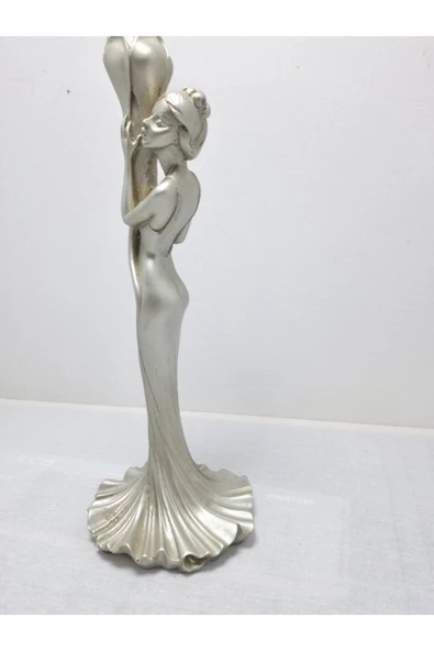 FREFLY STORE GÜMÜŞ Polyester Kadın Figürlü Şamdan - Resim 4