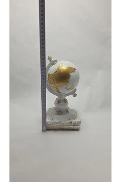 FREFLY STORE Kitaplı Dünya Dekoratif Küre Atlas Heykeli Beyaz Biblo - 4