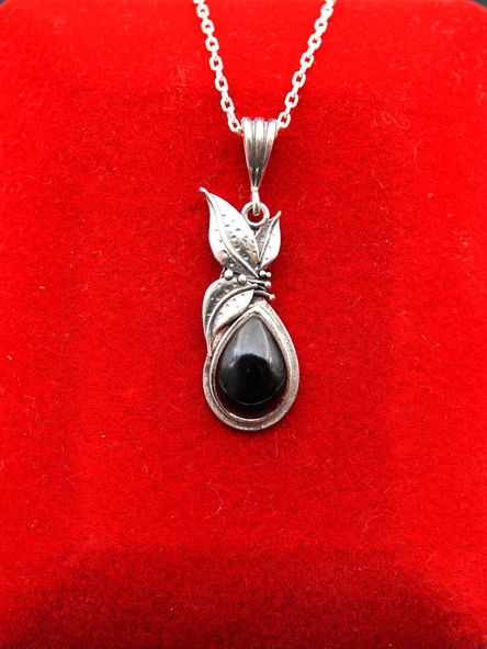 925 Ayar Kadın Oltu Taşı Kadın Kolye sk00082 ürün görseli 1