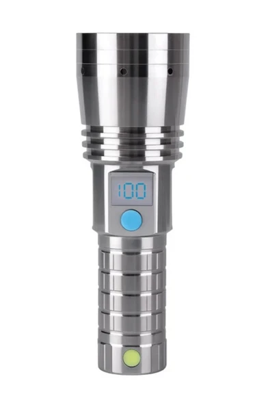 Hepu HP-M07 Profesyonel LED El Feneri  Dijital 1 Km Göstergeli Zoom Odaklı USB Giriş/Çıkışlı Powerbank Özellikli - 2