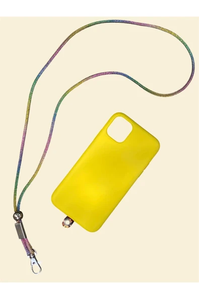 Tüm Kılıflara Uyumlu Renkli Taşlı Boyun Telefon Askısı ürün görseli