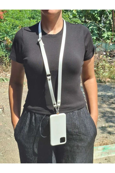 TÜM KILIFLARLA UYUMLU BEYAZ CROSSBODY (AYARLANABİLİR) TELEFON ASKISI - Resim 2