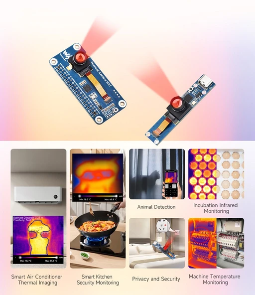 Thermal Camera 80x62 IR Termal Görüntüleme Modülü - Raspberry Pi 40PIN GPIO Uyumlu Kızılötesi Sensör (45° FOV) - Resim 3