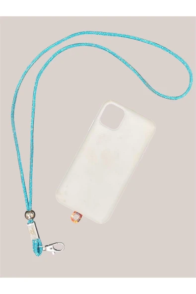 Tüm Kılıflara Uyumlu Mavi Taşlı Boyun Telefon Askısı ürün görseli